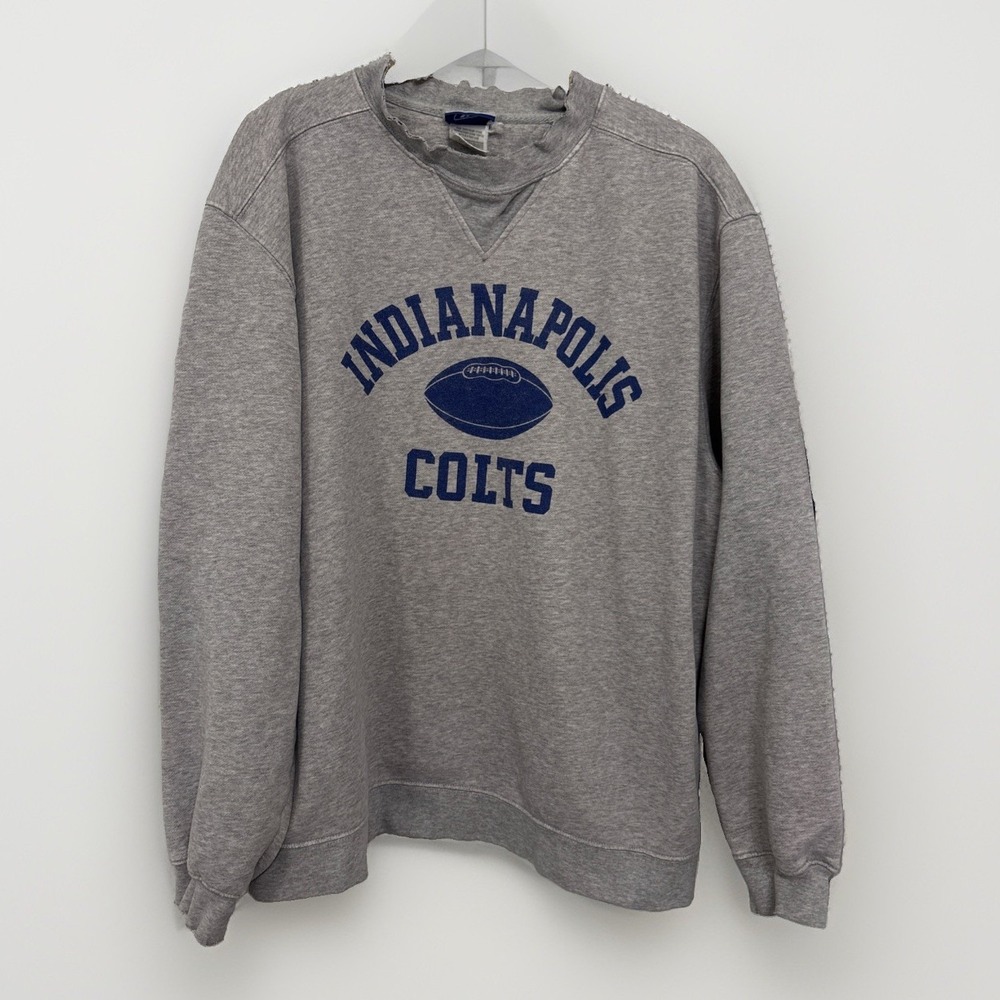 VTG 90s Y2K Reebok Indianapolis Colts Sweatshirt Crew Frayed Collar NFL L Gray